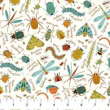 Deborah Edwards Backyard Bug Collector - Large Tossed Bugs Cream Multi