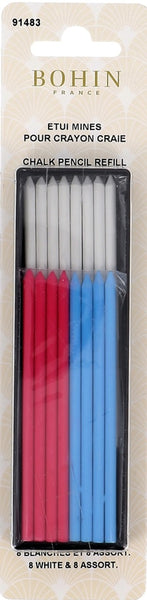 Bohin Mechanical Chalk Pencil - Refills 8 white 8 assorted