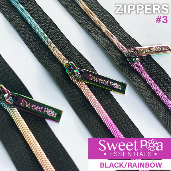 Nylon Zip - Black with Rainbow 2.75m with 9 pulls