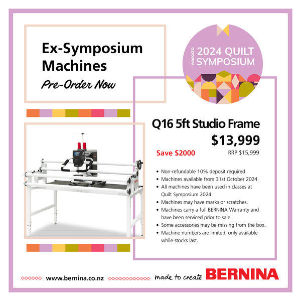 BERNINA Q 16 Plus on 5FT Studio Frame or Foldable Table - Ex-Symposium Special