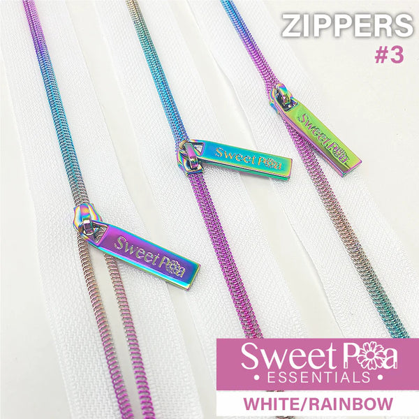 Nylon Zip - White with Rainbow 2.75m with 9 pulls